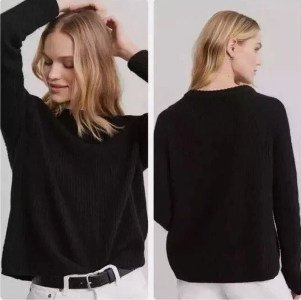 Jenni Kayne S Iconic Fisherman Sweater 100% Cashmere $425 Crewneck Black NWT!